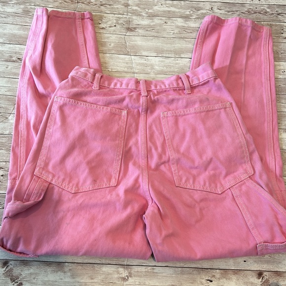 John Galt Brandy Melville Pink High Rise Baggy Wide Leg Cargo Pants Jeans - Picture 5 of 10